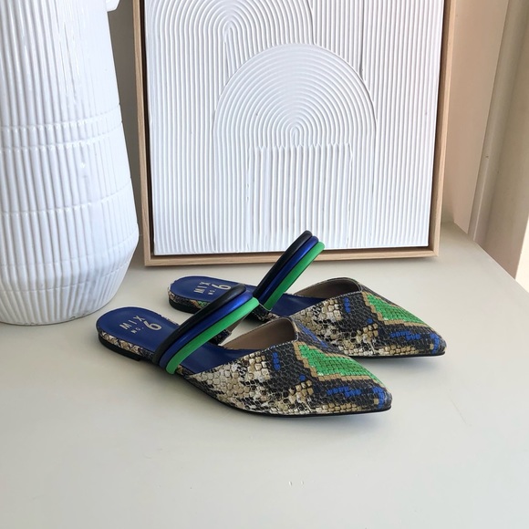 Mix No. 6 New Izabela snake skin blue green black flats Size 6 - Picture 15 of 17